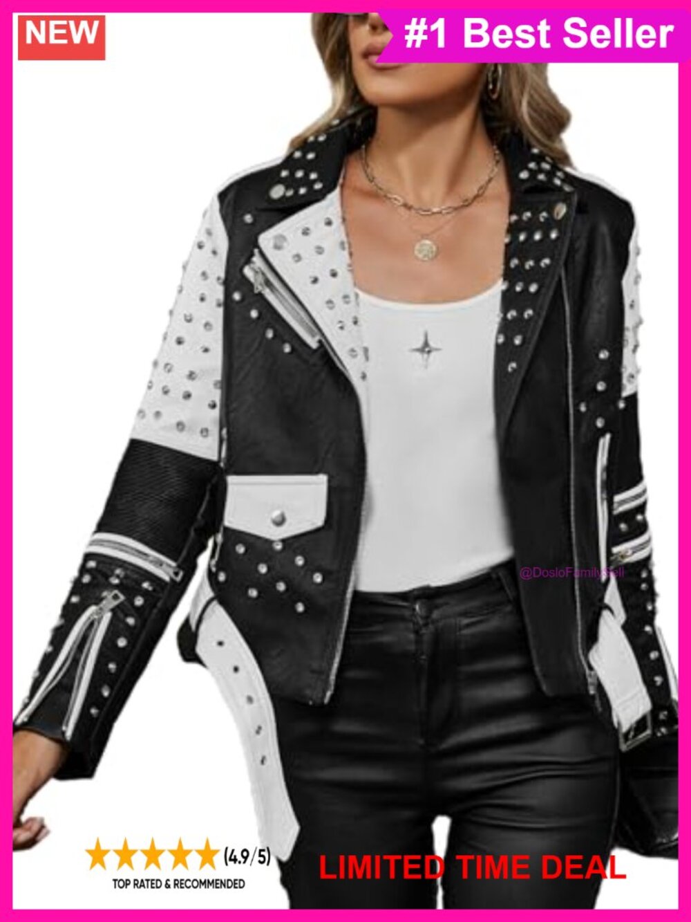 Faux Leather Moto Zip Up Jacket Cropped Belted Asymmetrical